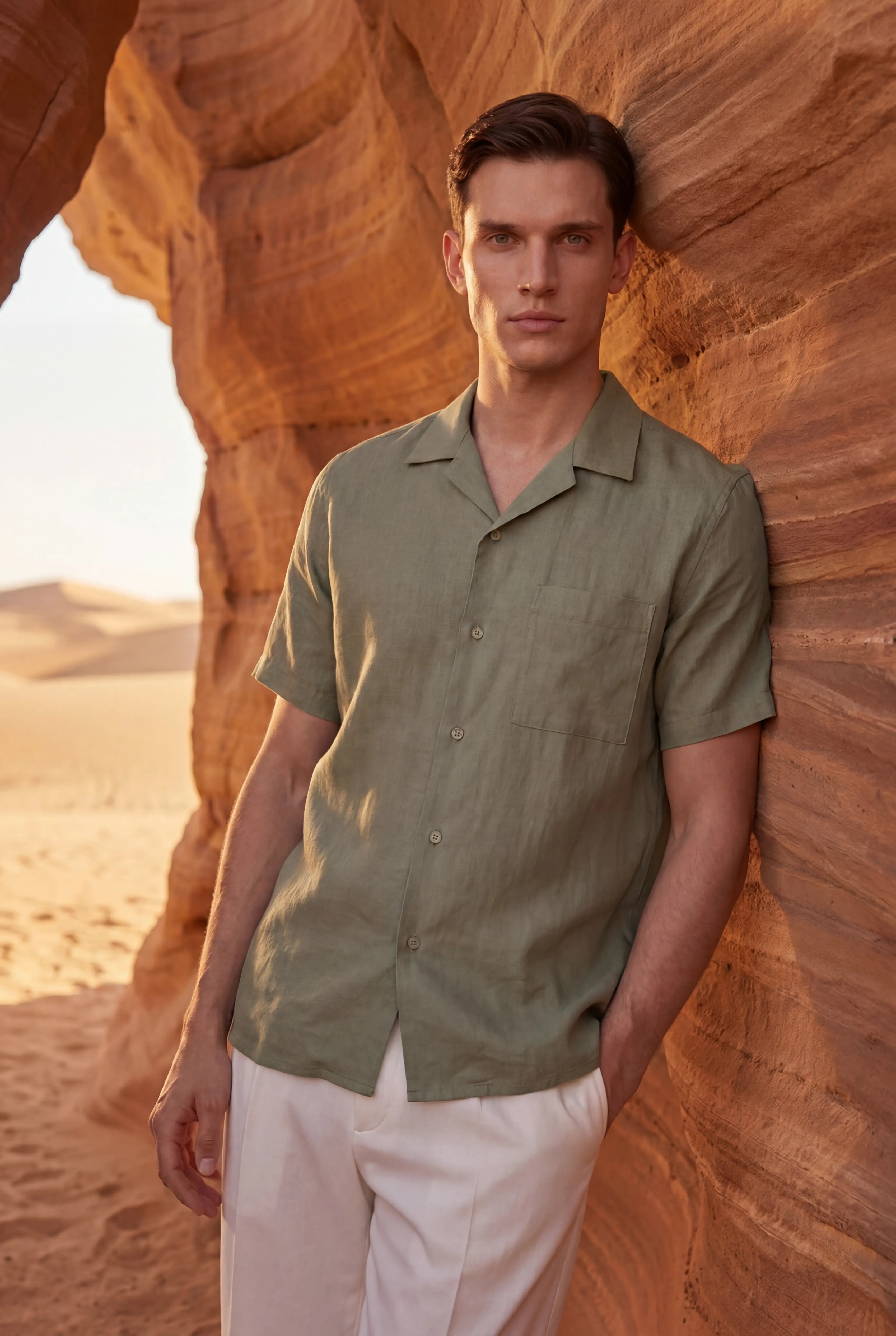 Carvino Linen Shirt Sage