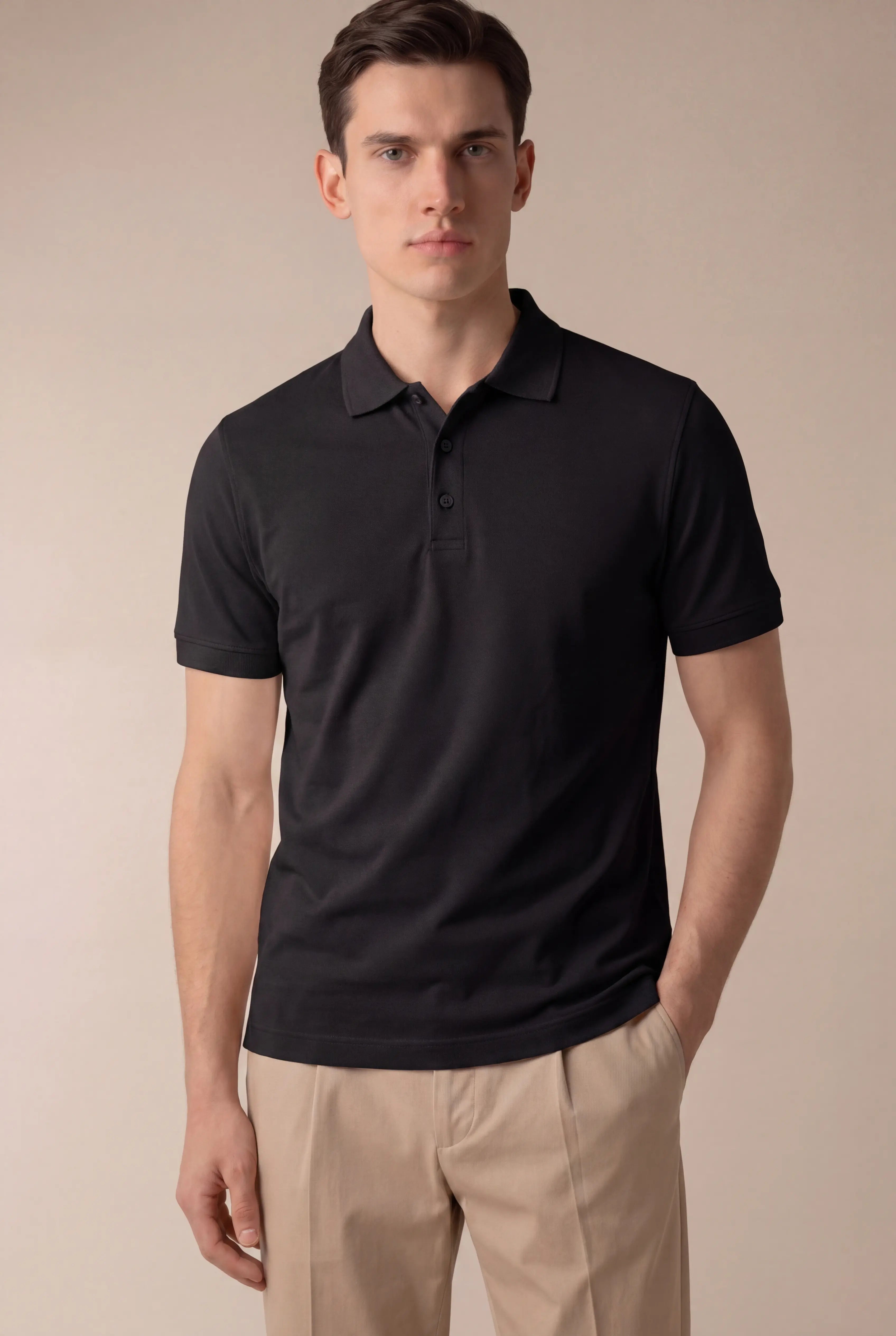 Alvino Cotton Polo Black