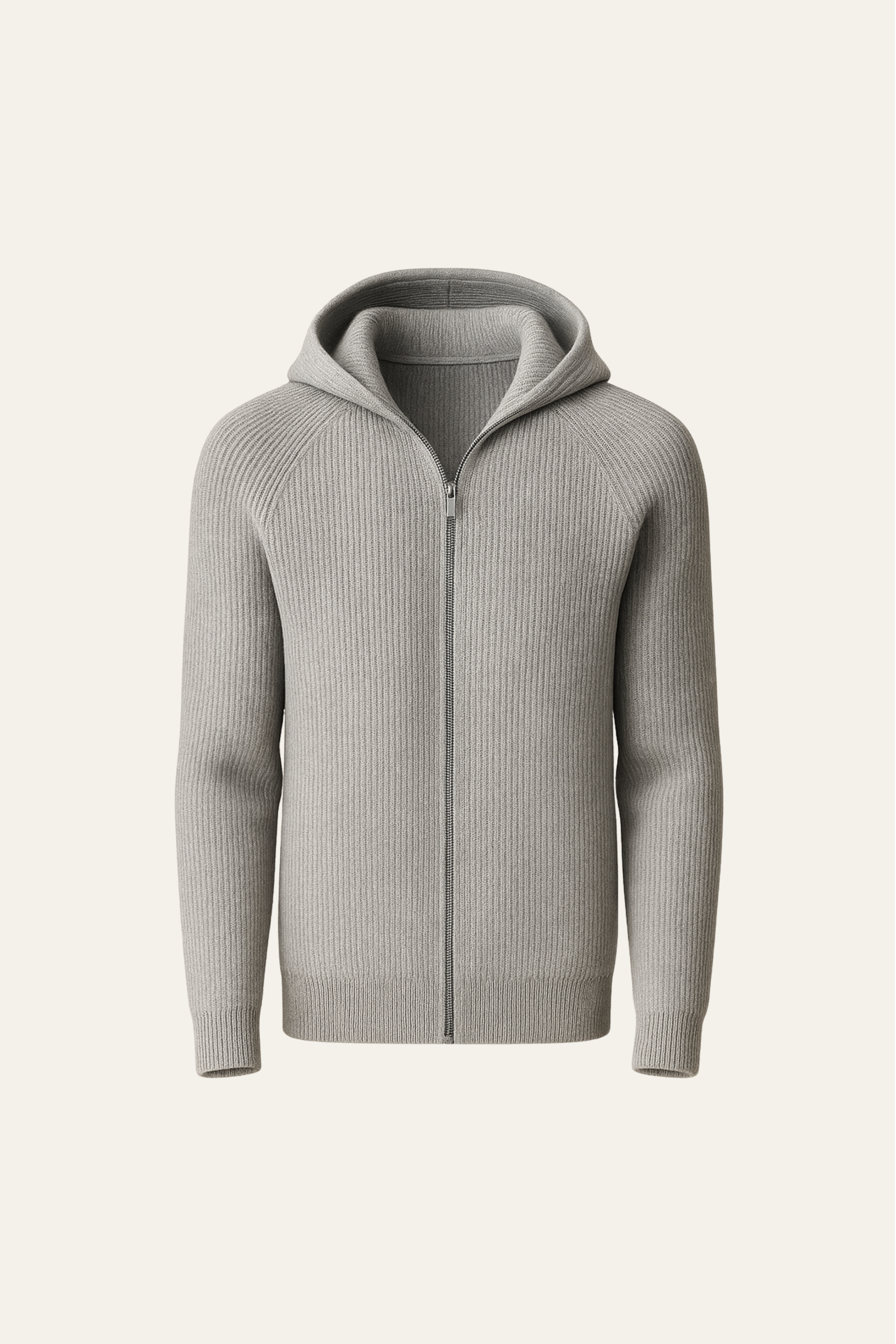 SIRO GREY CABLE KNIT HOODIE