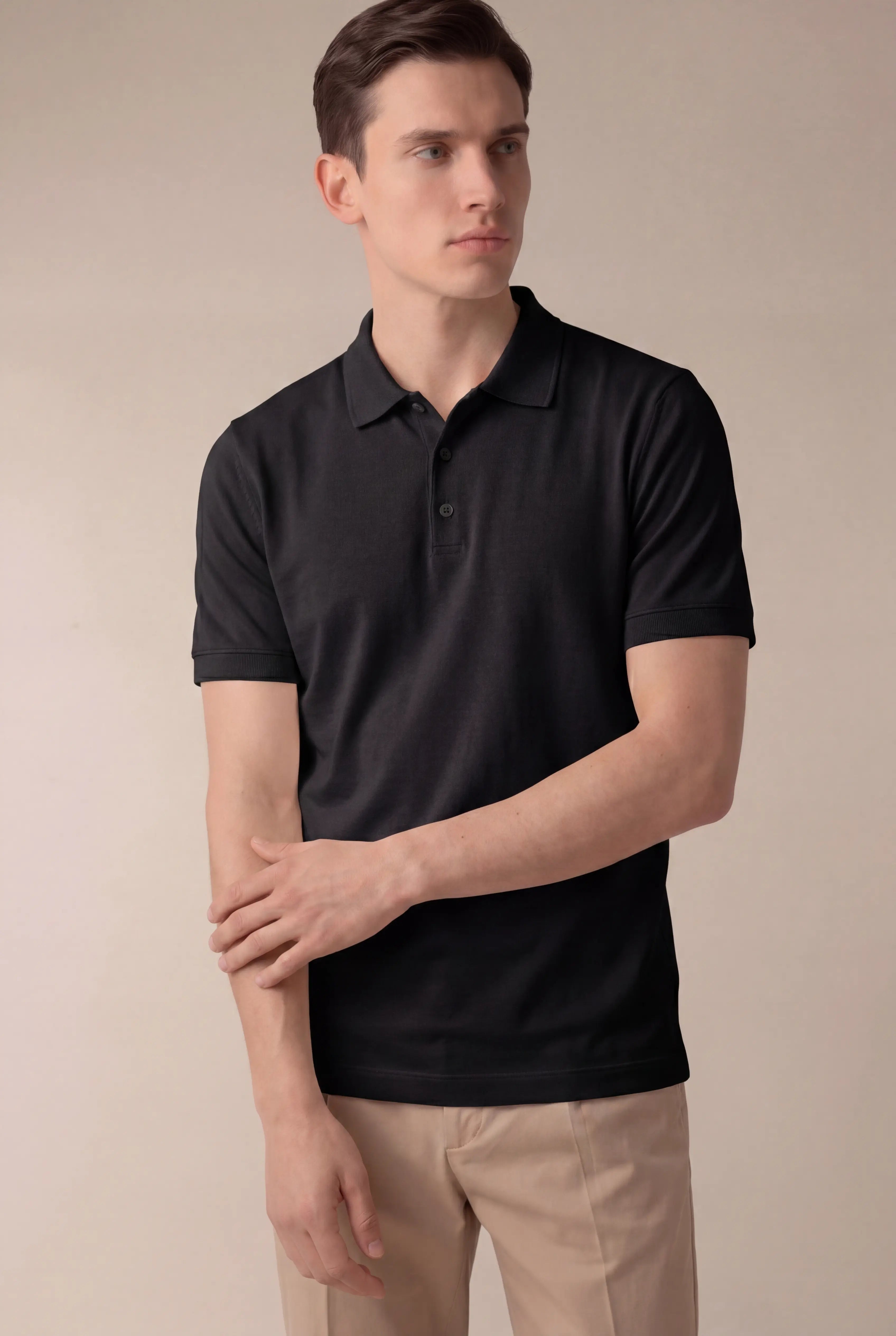 Alvino Cotton Polo Black