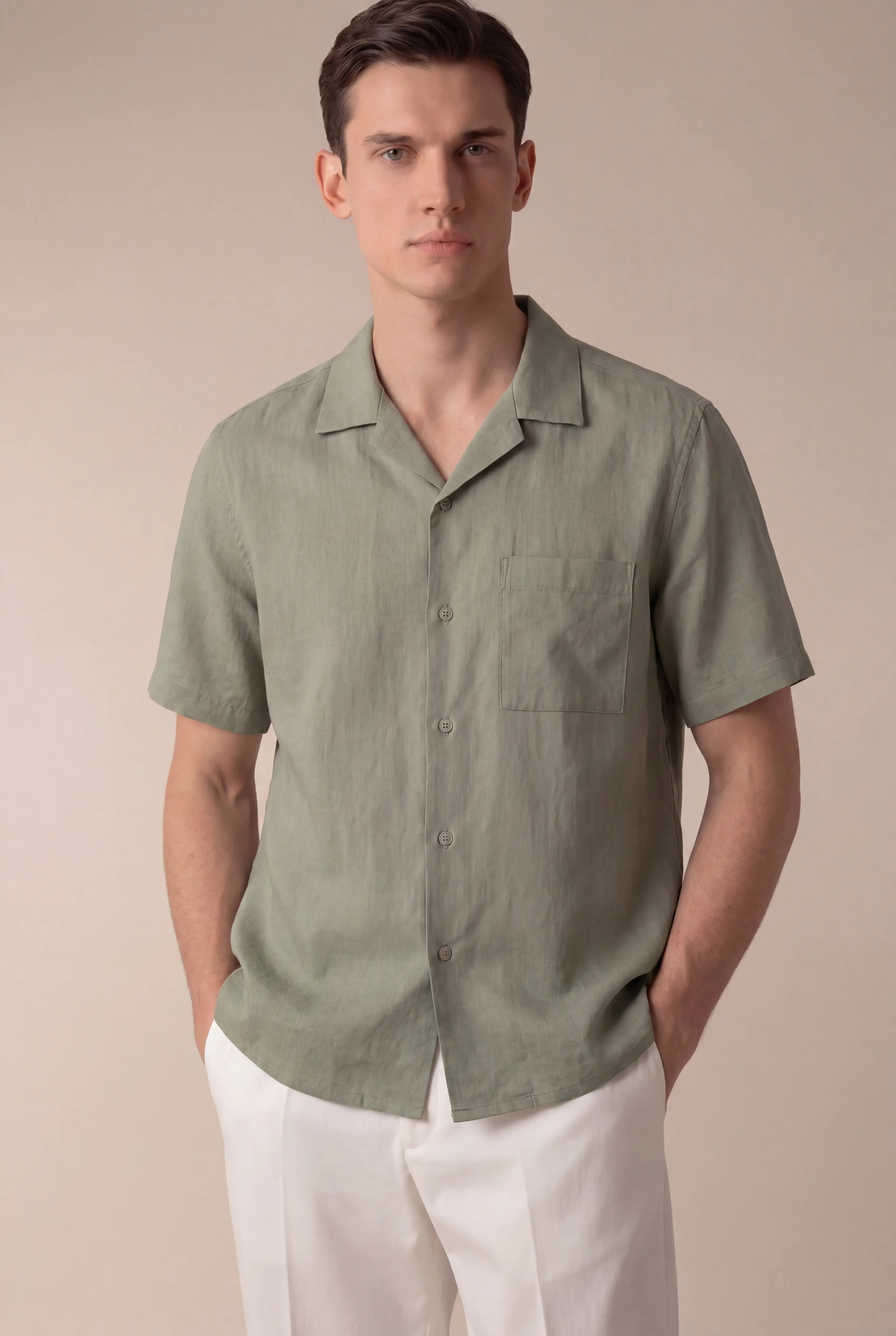 Carvino Linen Shirt Sage